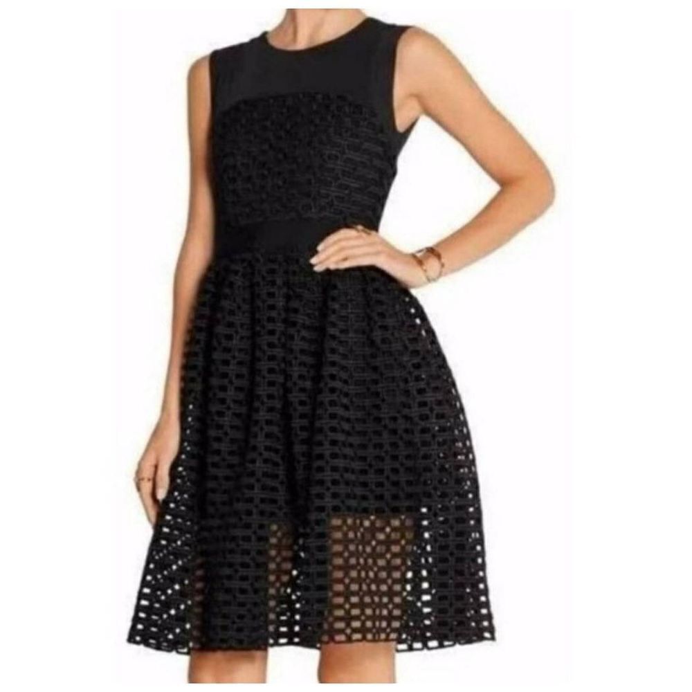 MAJE Restano Guipure Cut Out Dress Black sz 1